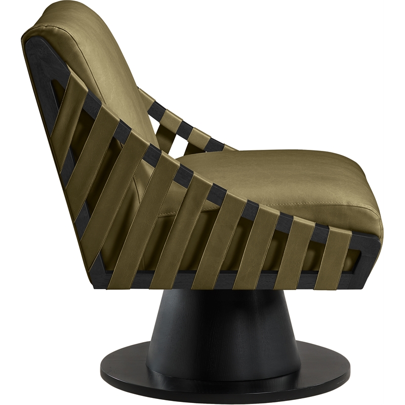 Meridian Furniture Millwin Olive Vegan Leather Swivel Accent Chair