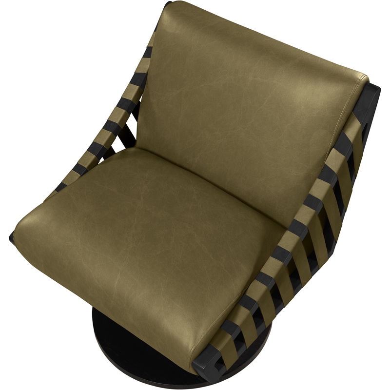 Meridian Furniture Millwin Olive Vegan Leather Swivel Accent Chair