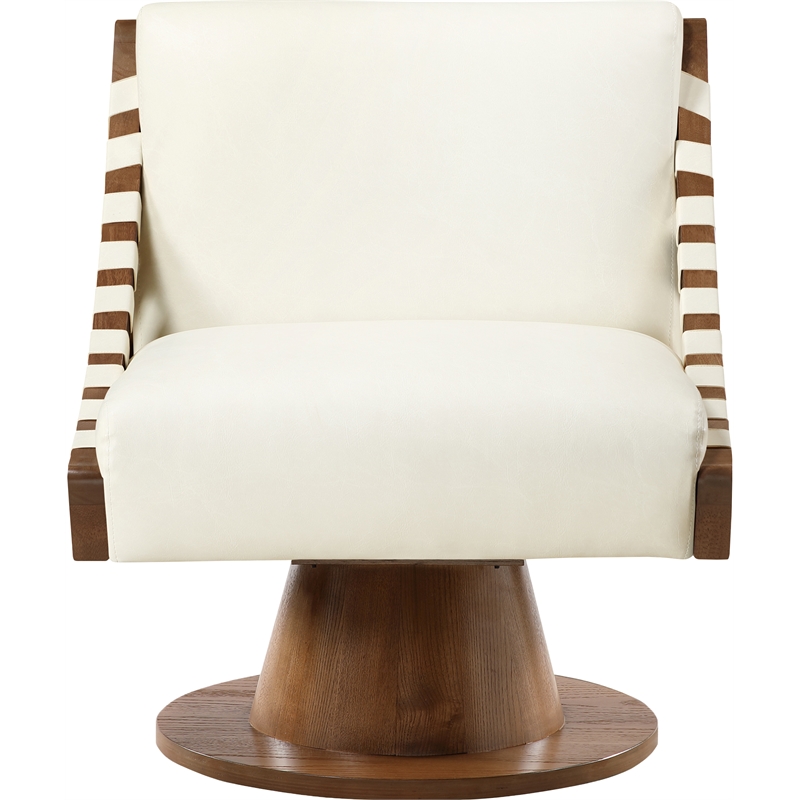 Meridian Furniture Millwin Cream Vegan Leather Swivel Accent Chair