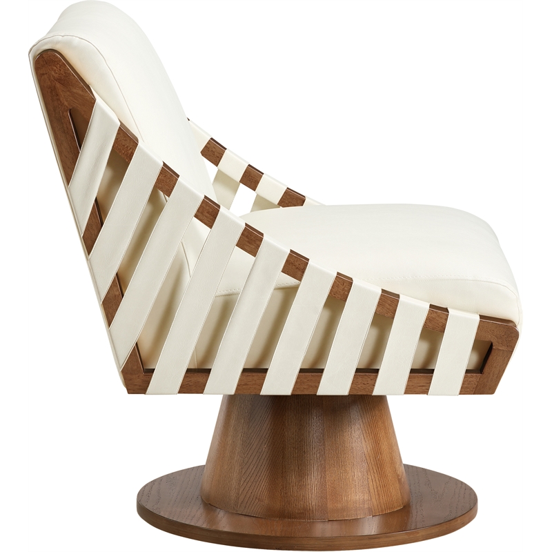 Meridian Furniture Millwin Cream Vegan Leather Swivel Accent Chair
