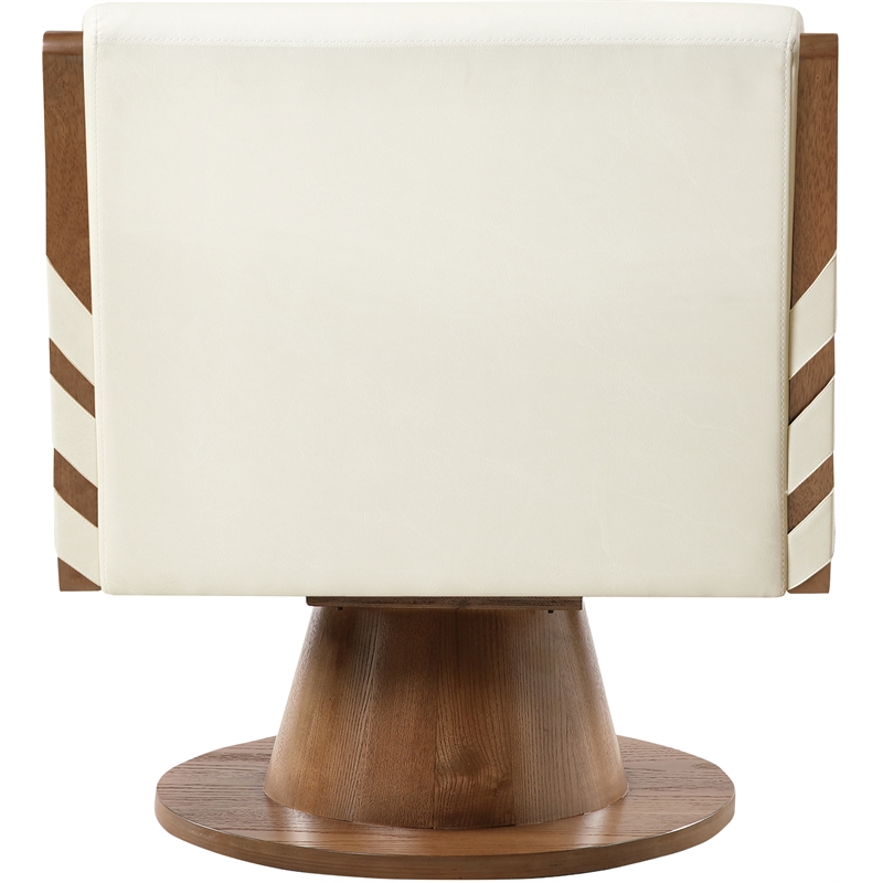 Meridian Furniture Millwin Cream Vegan Leather Swivel Accent Chair