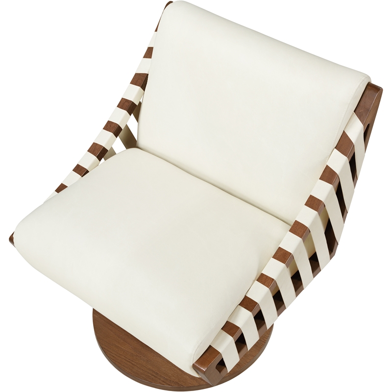 Meridian Furniture Millwin Cream Vegan Leather Swivel Accent Chair