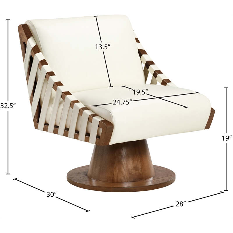 Meridian Furniture Millwin Cream Vegan Leather Swivel Accent Chair