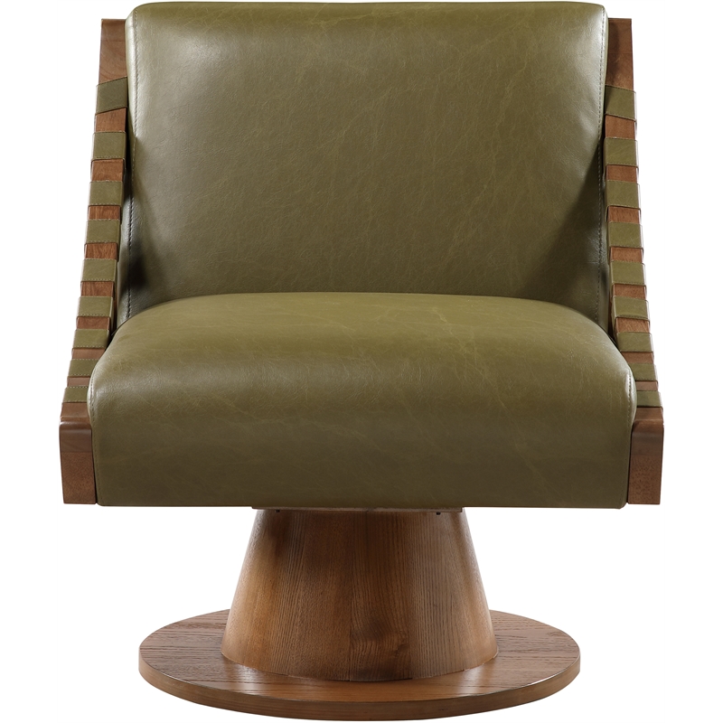 Meridian Furniture Millwin Olive Vegan Leather Swivel Accent Chair