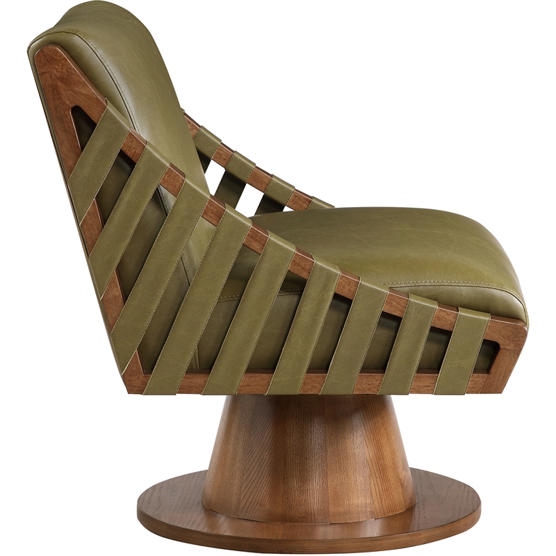 Meridian Furniture Millwin Olive Vegan Leather Swivel Accent Chair