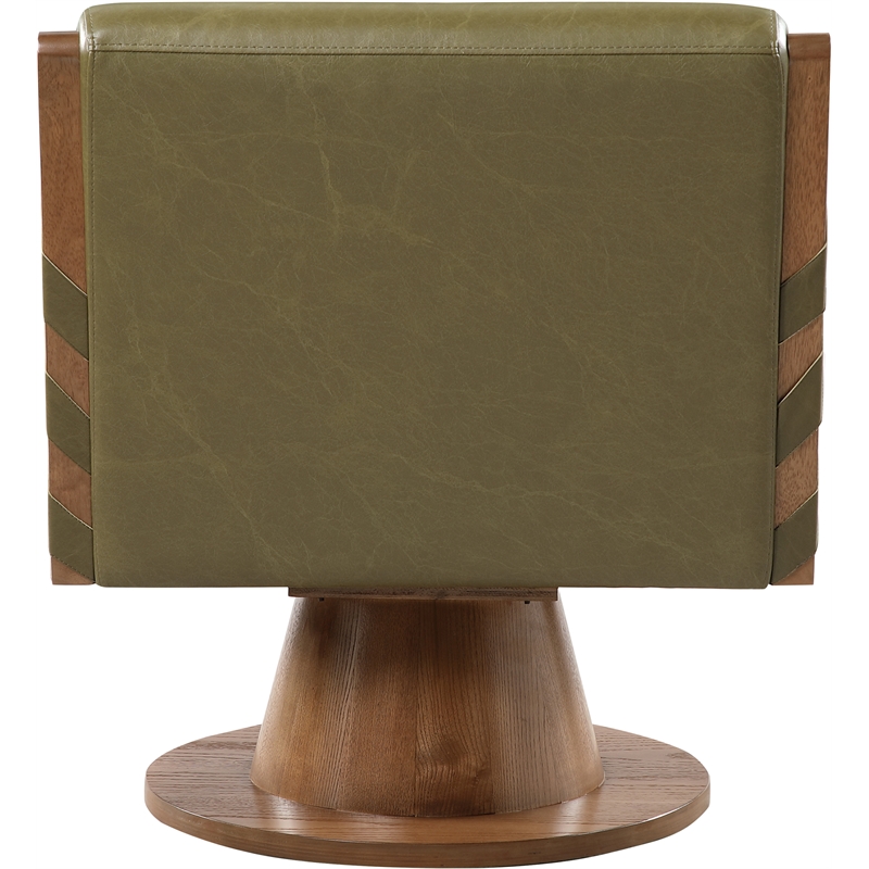 Meridian Furniture Millwin Olive Vegan Leather Swivel Accent Chair