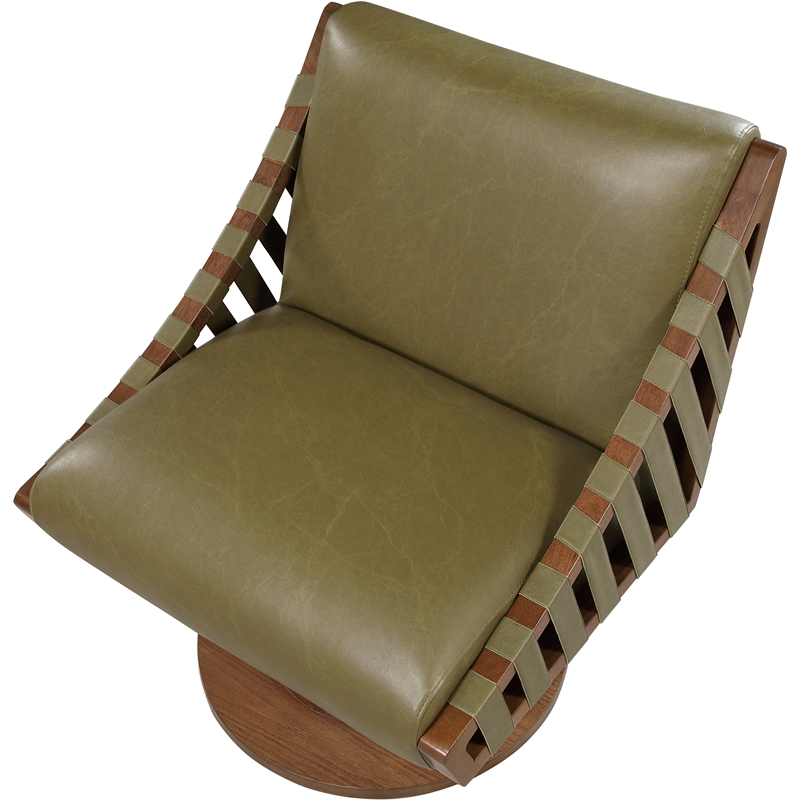 Meridian Furniture Millwin Olive Vegan Leather Swivel Accent Chair