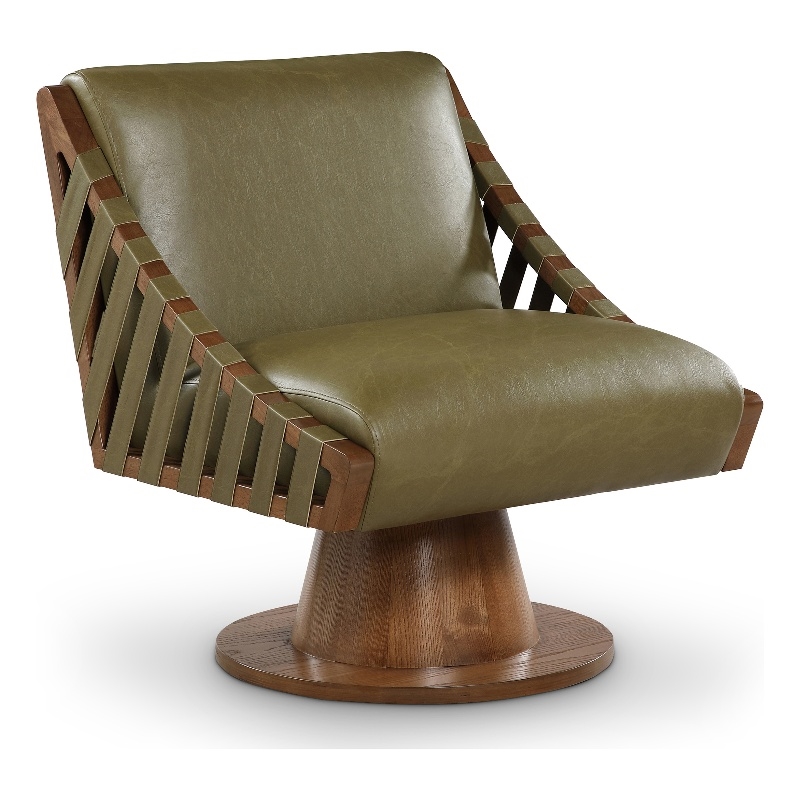 Meridian Furniture Millwin Olive Vegan Leather Swivel Accent Chair