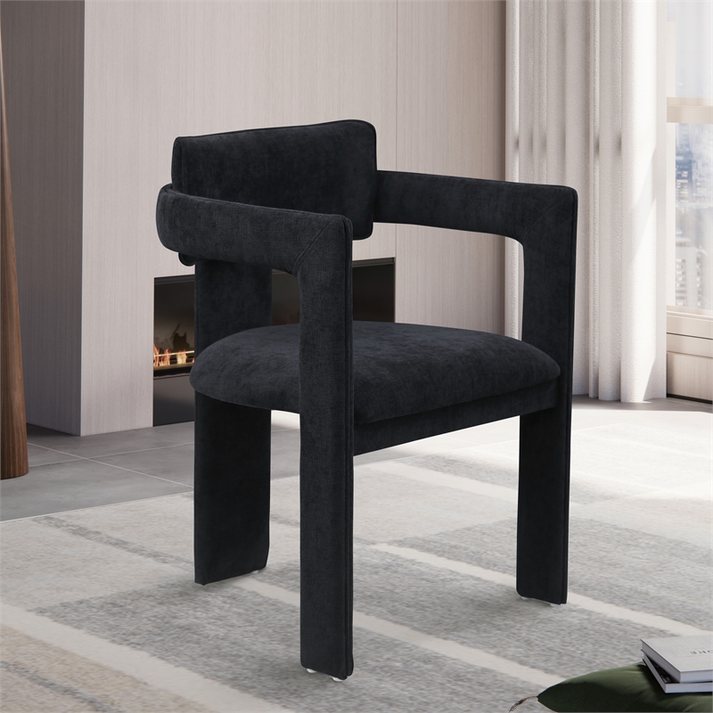Meridian Furniture Brenda Black Chenille Fabric Dining Chair (Set of 2)