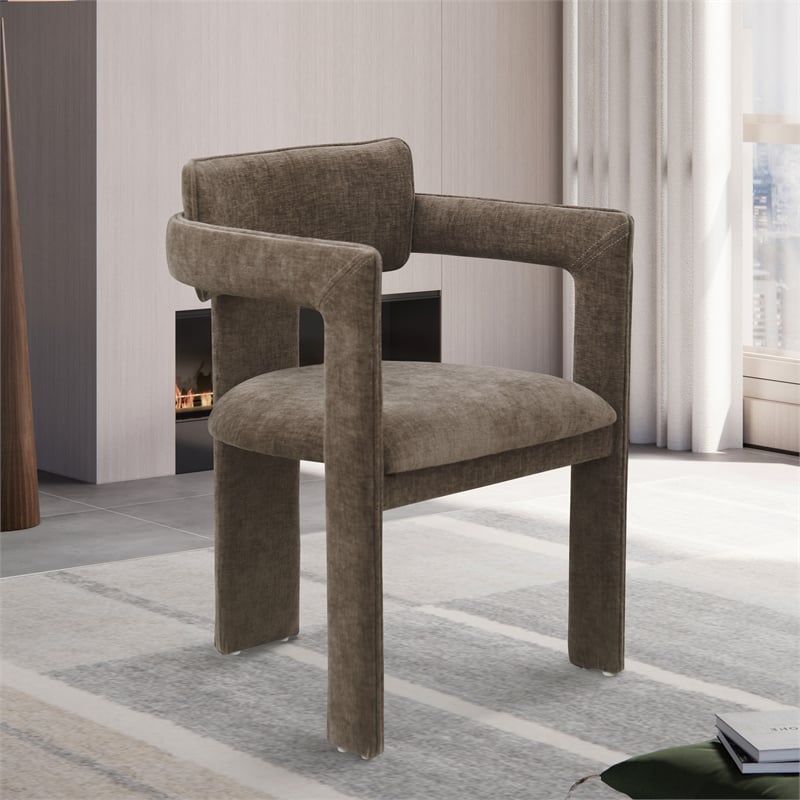 Meridian Furniture Brenda Brown Chenille Fabric Dining Chair (Set of 2)
