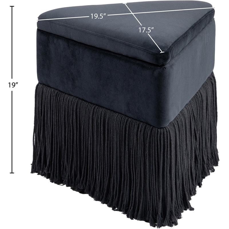 Meridian Furniture Trivoli Black Velvet Ottoman/Stool