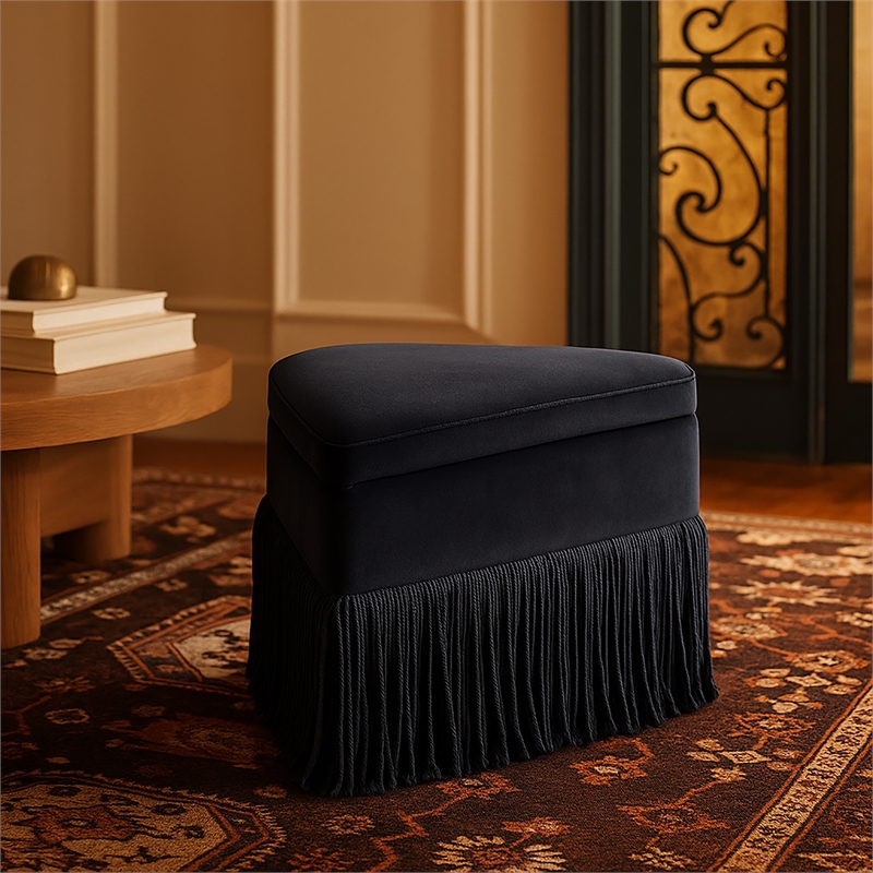 Meridian Furniture Trivoli Black Velvet Ottoman/Stool