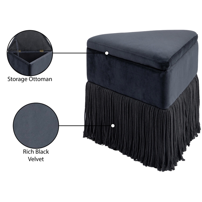 Meridian Furniture Trivoli Black Velvet Ottoman/Stool