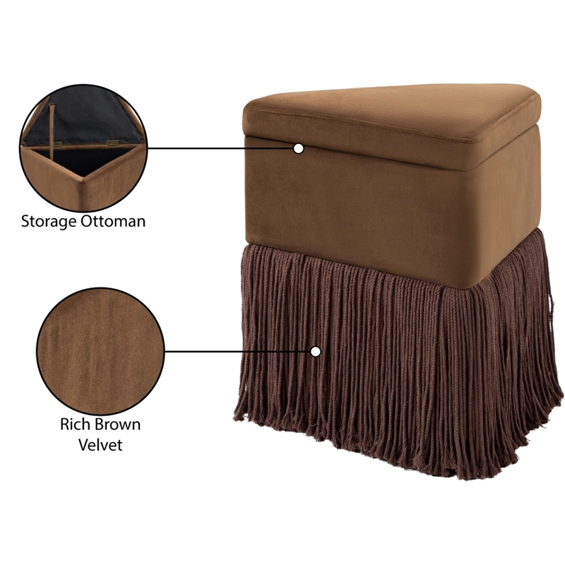 Meridian Furniture Trivoli Brown Velvet Ottoman/Stool