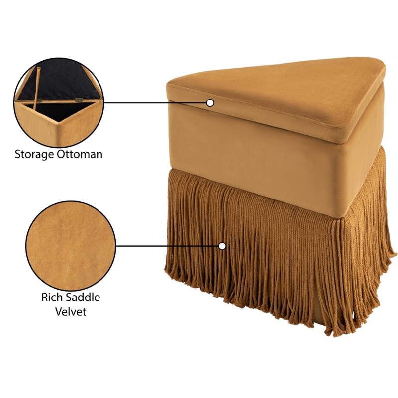 Meridian Furniture Trivoli Saddle Velvet Ottoman/Stool