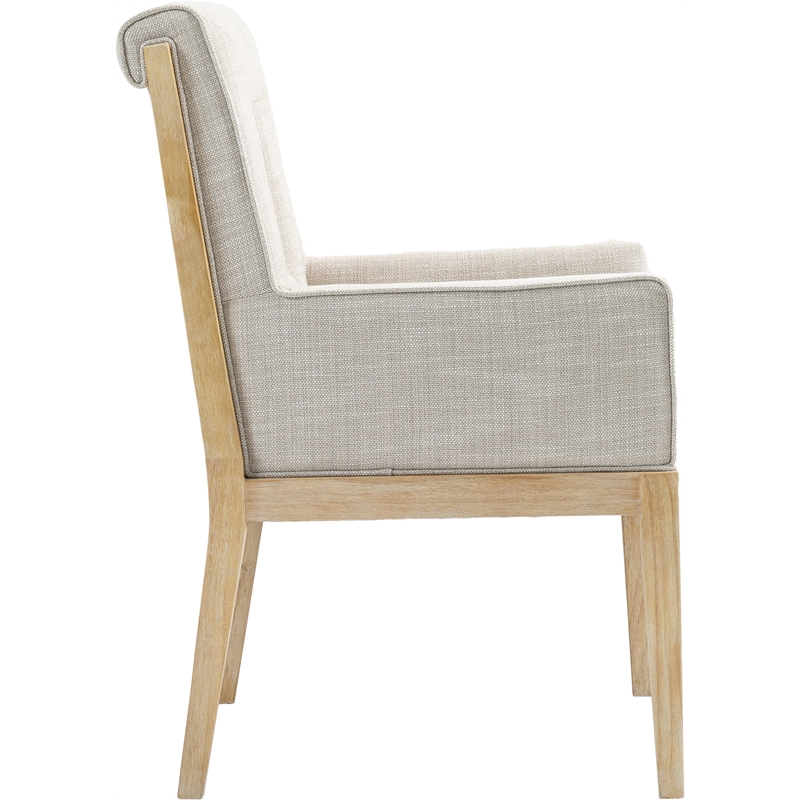 Meridian Furniture Gwendolyn Cream Linen Textured Fabric Dining Arm Chair