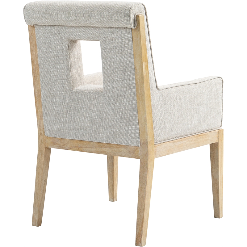 Meridian Furniture Gwendolyn Cream Linen Textured Fabric Dining Arm Chair