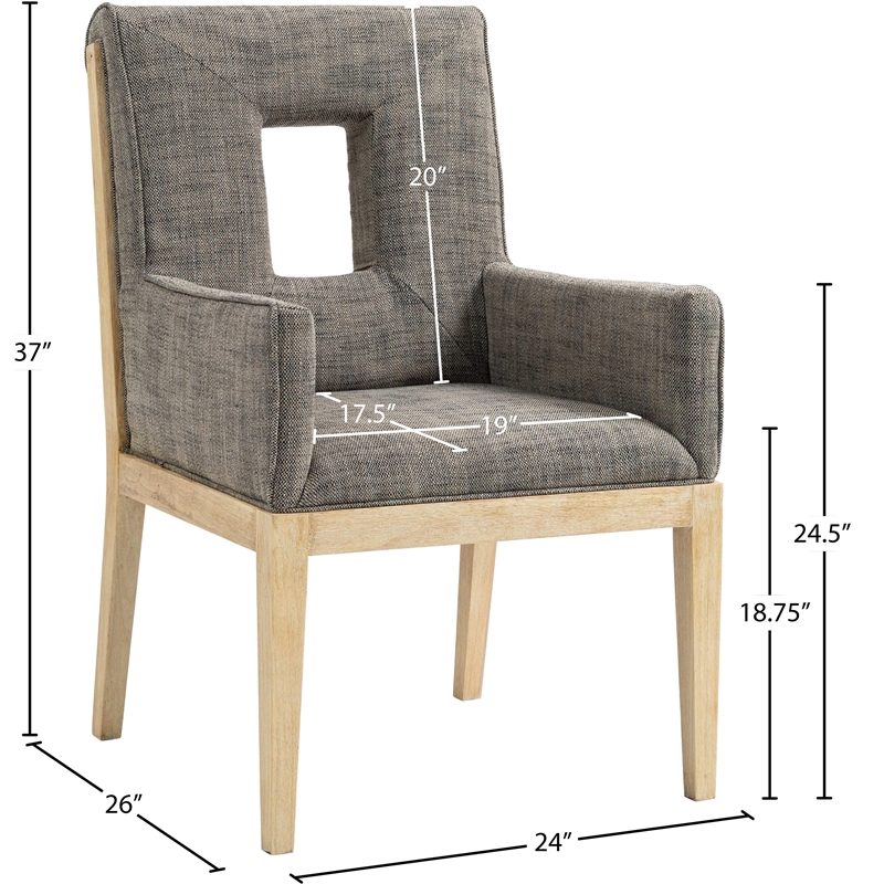 Meridian Furniture Gwendolyn Grey Linen Textured Fabric Dining Arm Chair