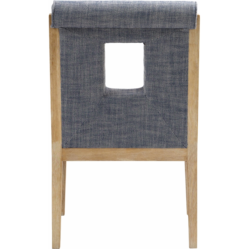 Meridian Furniture Gwendolyn Navy Linen Textured Fabric Dining Arm Chair