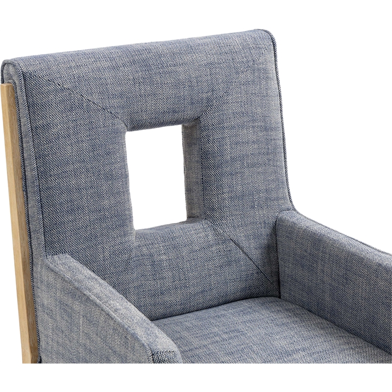 Meridian Furniture Gwendolyn Navy Linen Textured Fabric Dining Arm Chair