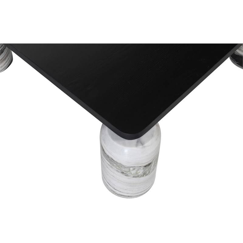 Meridian Furniture Ferrara Panda Genuine Marble and Solid Oak Wood Coffee Table