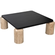 Meridian Furniture Ferrara Natural Travertine and Solid Oak Wood Coffee Table