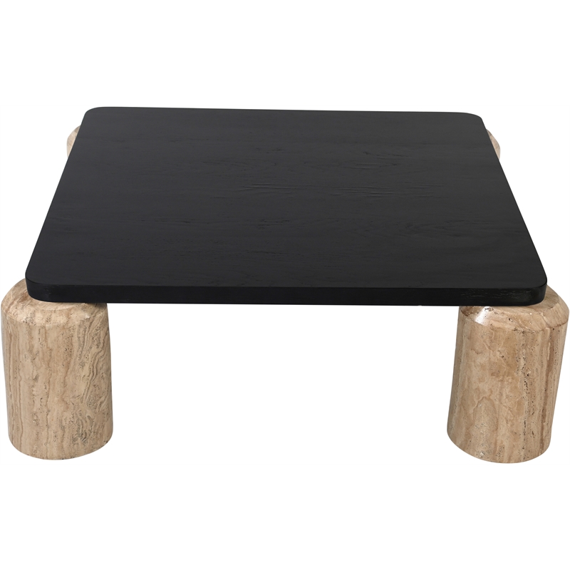 Meridian Furniture Ferrara Natural Travertine and Solid Oak Wood Coffee Table