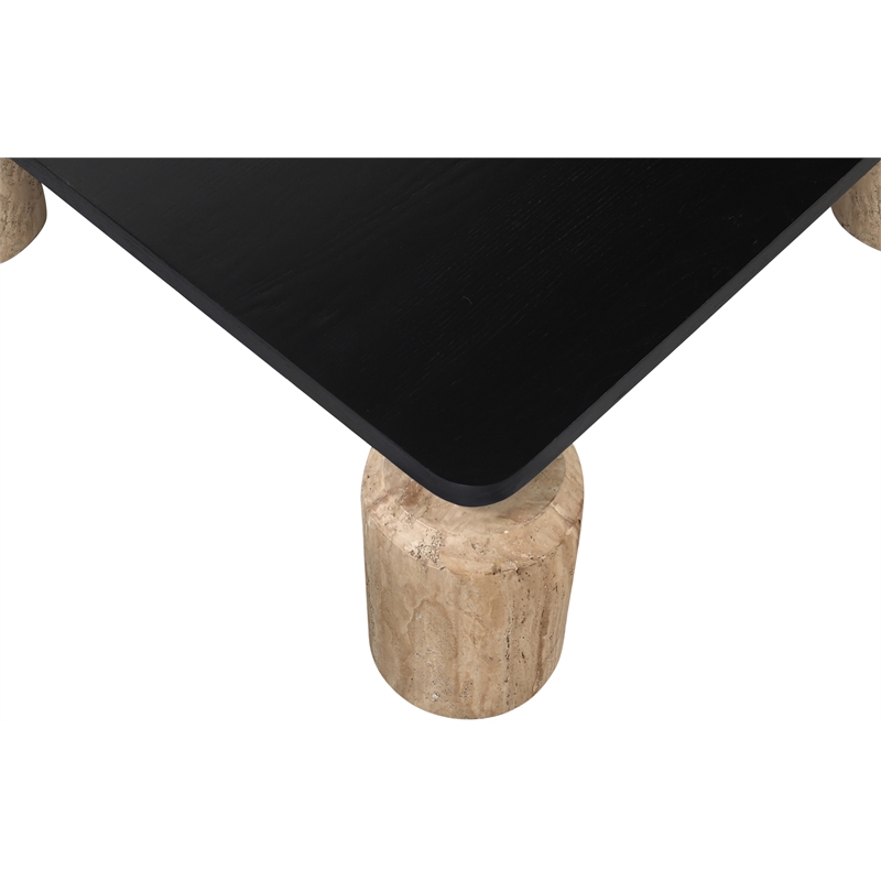 Meridian Furniture Ferrara Natural Travertine and Solid Oak Wood Coffee Table