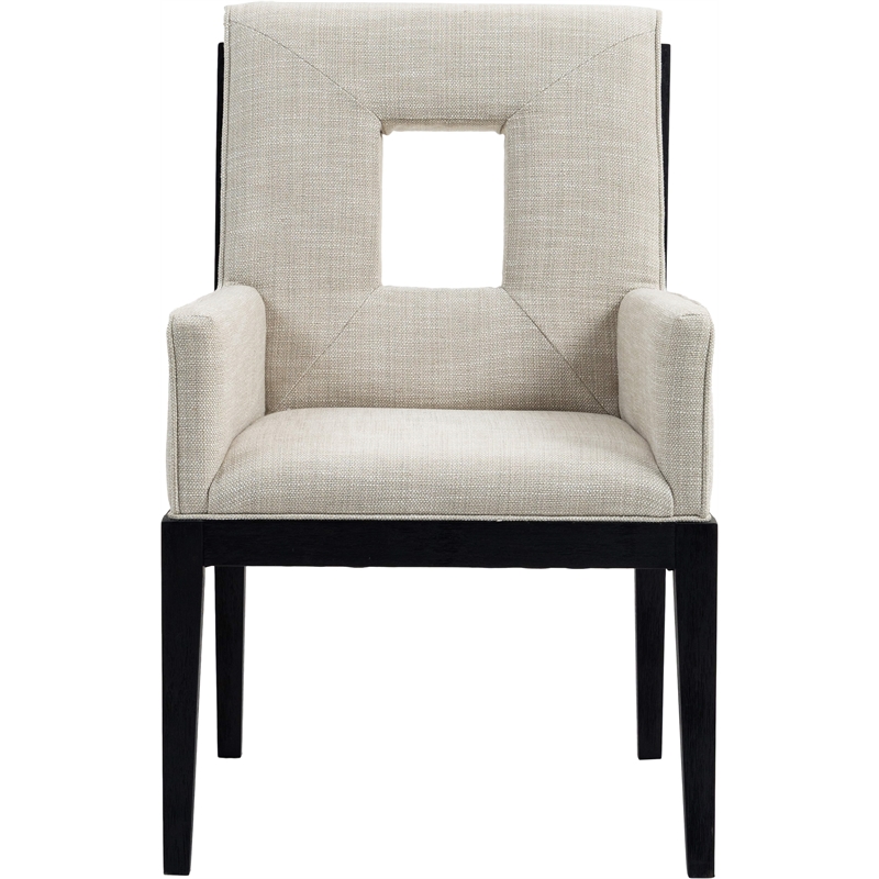 Meridian Furniture Gwendolyn Cream Linen Textured Fabric Dining Arm Chair
