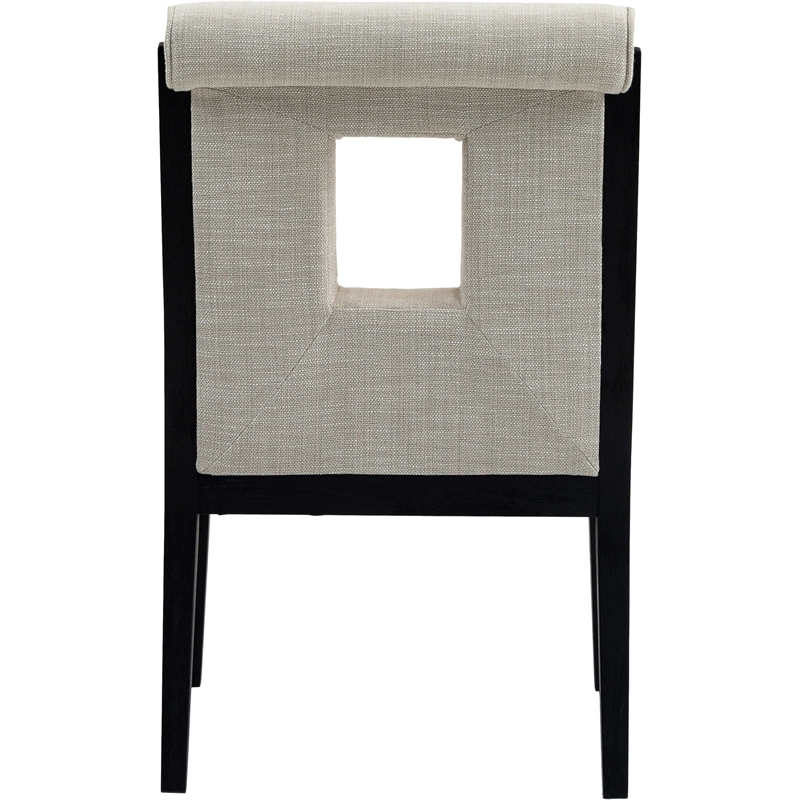 Meridian Furniture Gwendolyn Cream Linen Textured Fabric Dining Arm Chair