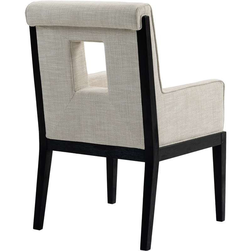 Meridian Furniture Gwendolyn Cream Linen Textured Fabric Dining Arm Chair