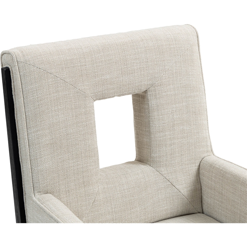 Meridian Furniture Gwendolyn Cream Linen Textured Fabric Dining Arm Chair