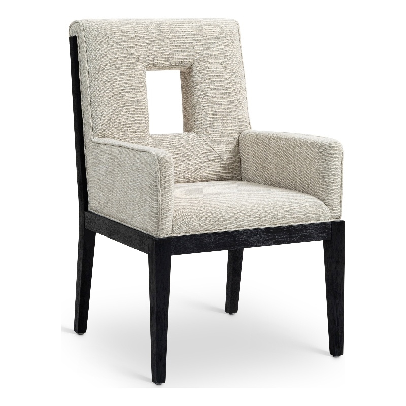 Meridian Furniture Gwendolyn Cream Linen Textured Fabric Dining Arm Chair