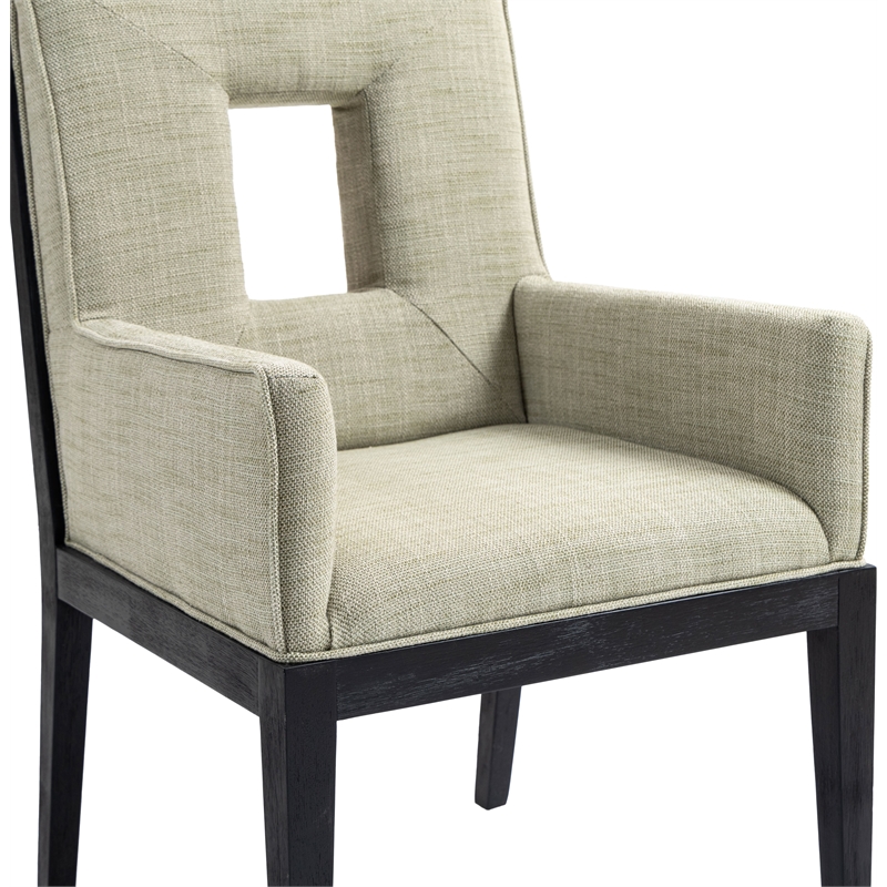 Meridian Furniture Gwendolyn Green Linen Textured Fabric Dining Arm Chair