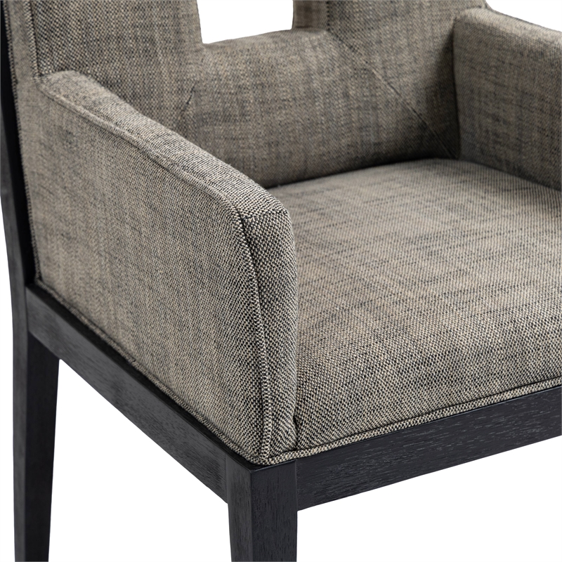 Meridian Furniture Gwendolyn Grey Linen Textured Fabric Dining Arm Chair