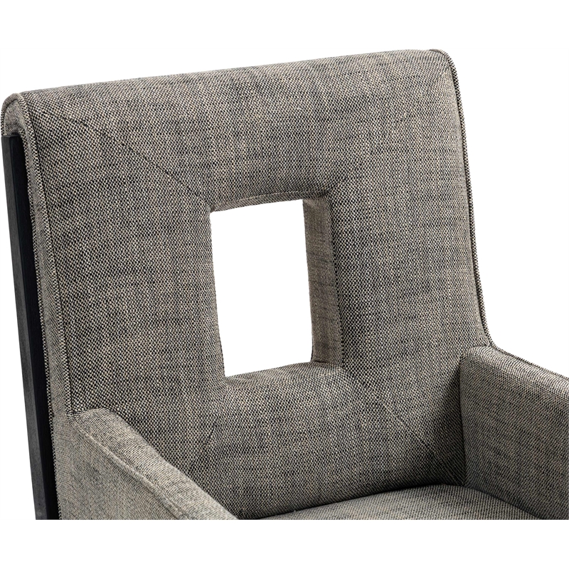 Meridian Furniture Gwendolyn Grey Linen Textured Fabric Dining Arm Chair