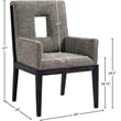 Meridian Furniture Gwendolyn Grey Linen Textured Fabric Dining Arm Chair