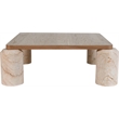 Meridian Furniture Ferrara Beige Genuine Marble and Solid Oak Wood Coffee Table