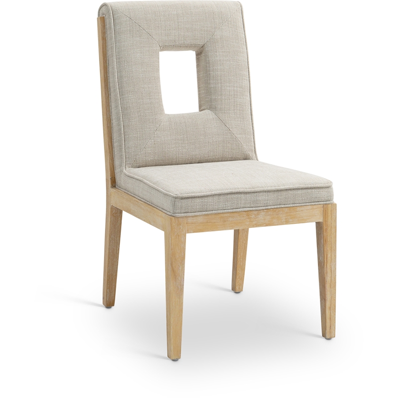 Meridian Furniture Gwendolyn Cream Linen Textured Dining Side Chair (Set of 2)