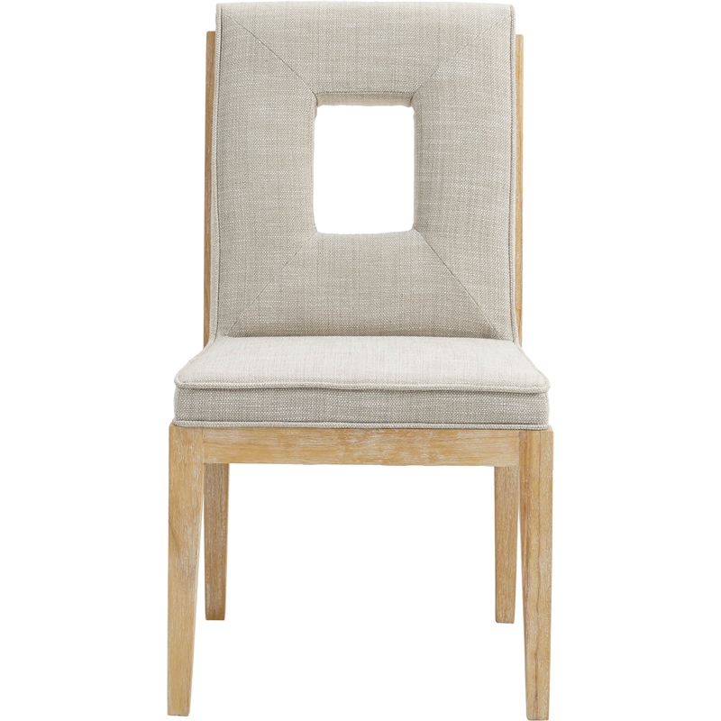 Meridian Furniture Gwendolyn Cream Linen Textured Dining Side Chair (Set of 2)