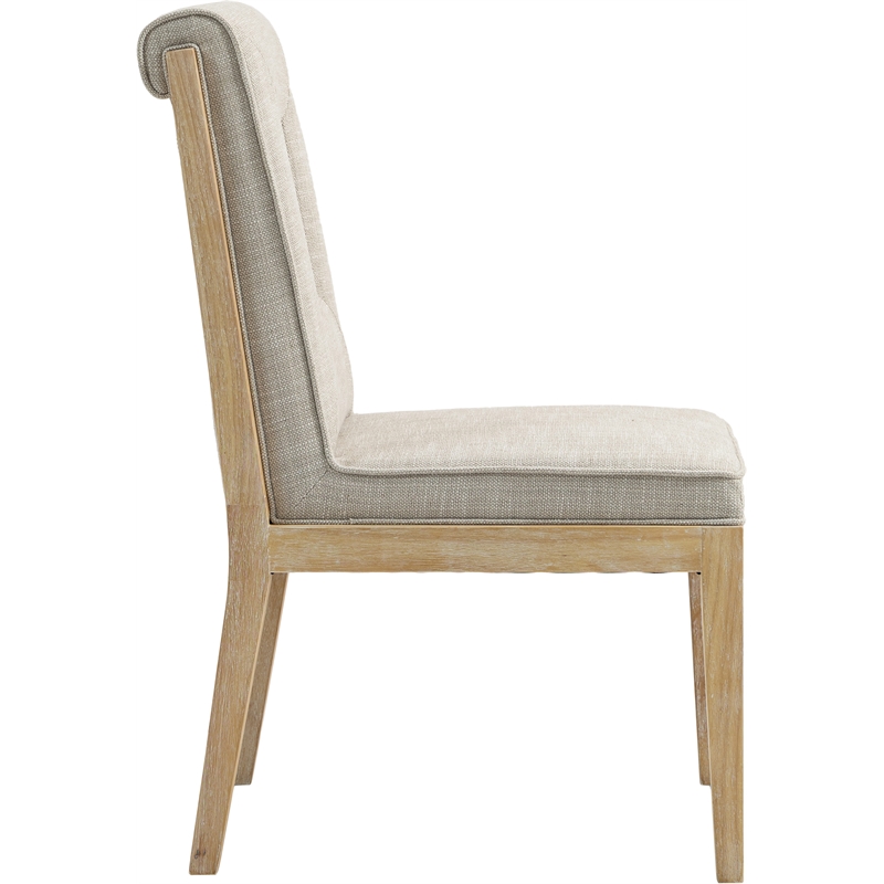 Meridian Furniture Gwendolyn Cream Linen Textured Dining Side Chair (Set of 2)