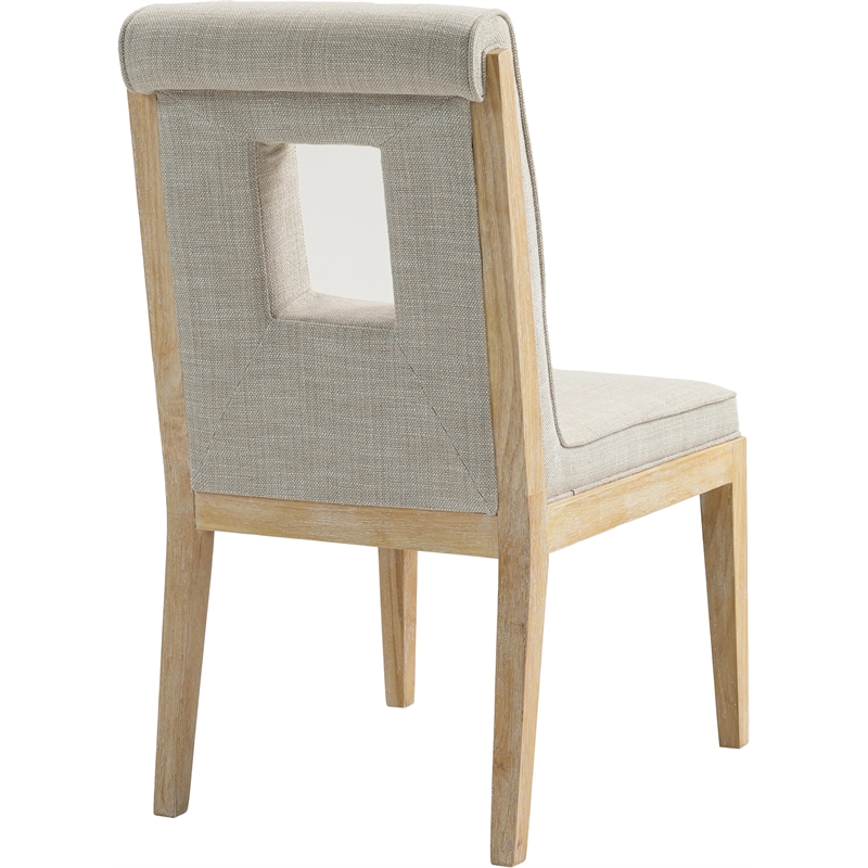Meridian Furniture Gwendolyn Cream Linen Textured Dining Side Chair (Set of 2)