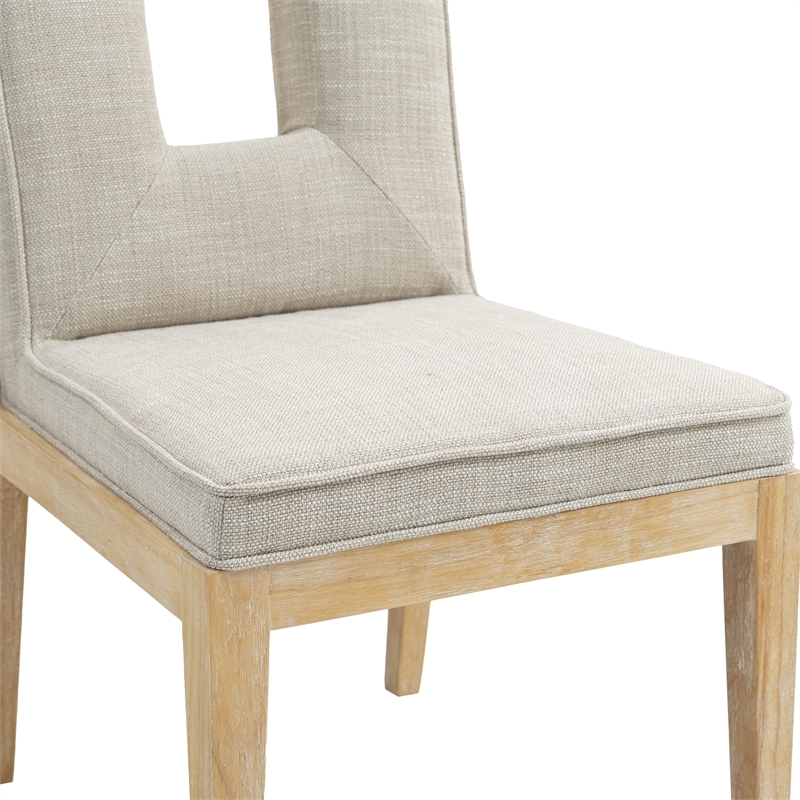 Meridian Furniture Gwendolyn Cream Linen Textured Dining Side Chair (Set of 2)