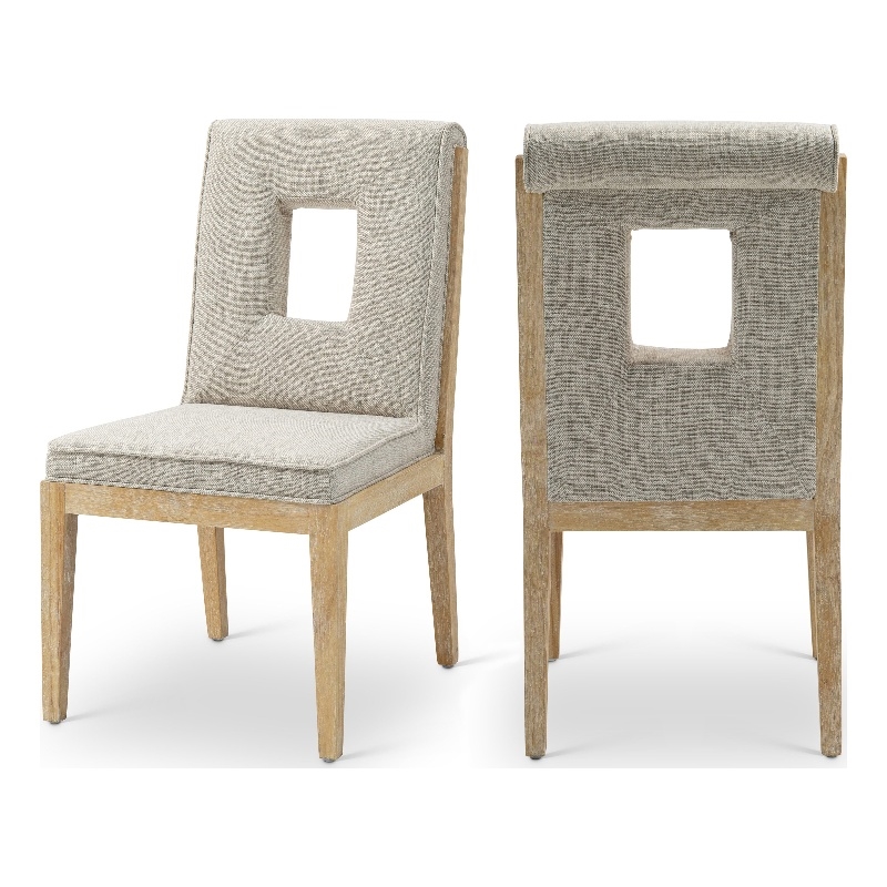 Meridian Furniture Gwendolyn Cream Linen Textured Dining Side Chair (Set of 2)