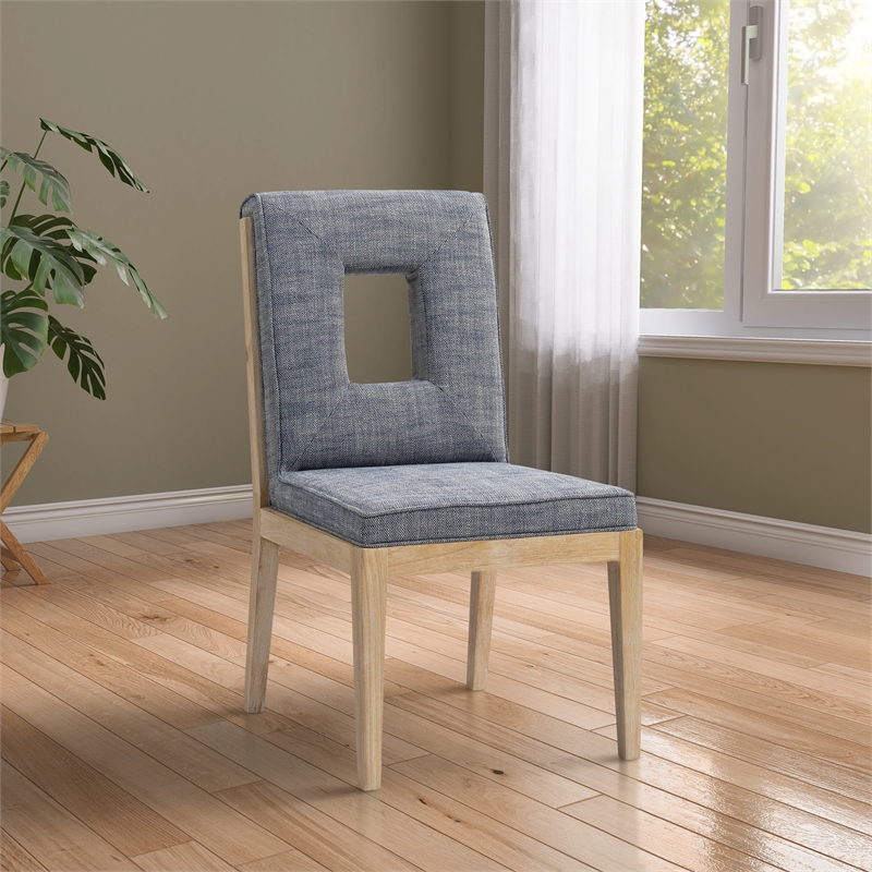Meridian Furniture Gwendolyn Navy Linen Textured Dining Side Chair (Set of 2)