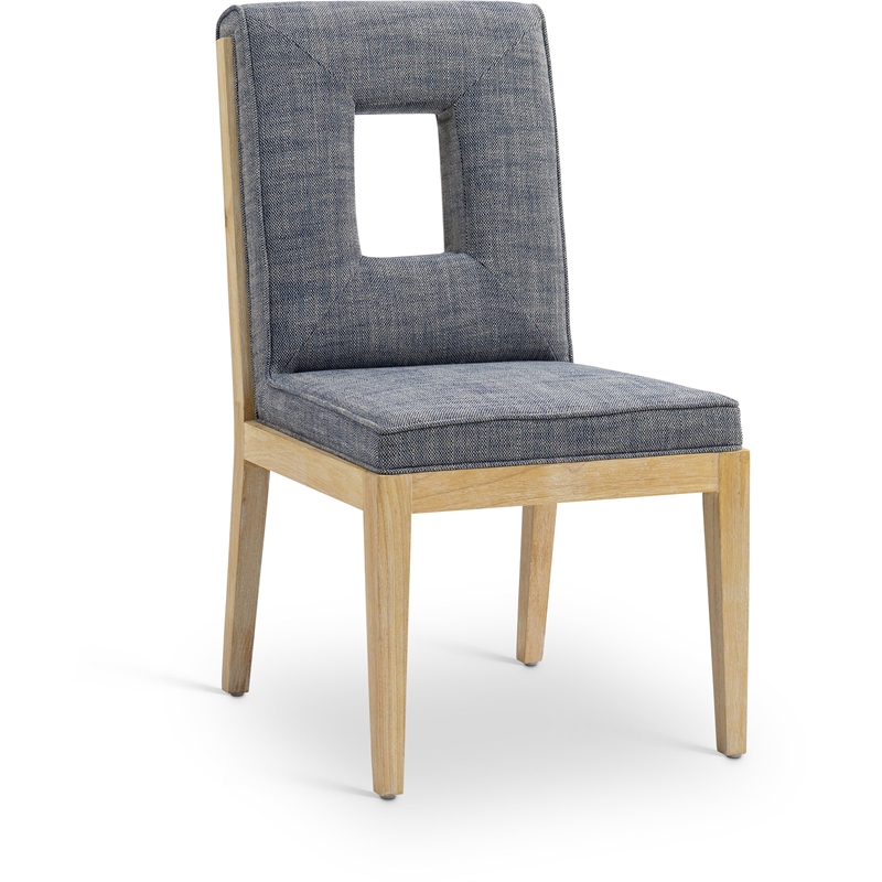 Meridian Furniture Gwendolyn Navy Linen Textured Dining Side Chair (Set of 2)