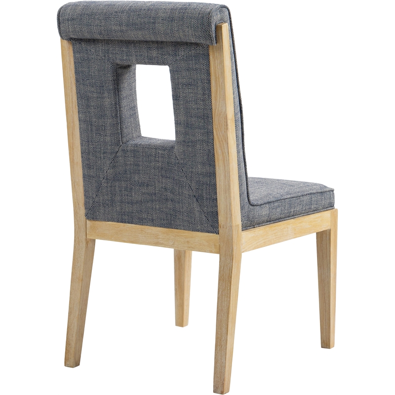 Meridian Furniture Gwendolyn Navy Linen Textured Dining Side Chair (Set of 2)
