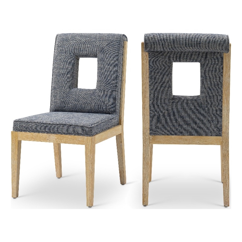 Meridian Furniture Gwendolyn Navy Linen Textured Dining Side Chair (Set of 2)
