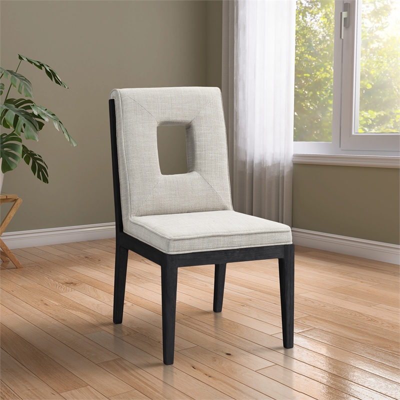 Meridian Furniture Gwendolyn Cream Linen Textured Dining Side Chair (Set of 2)