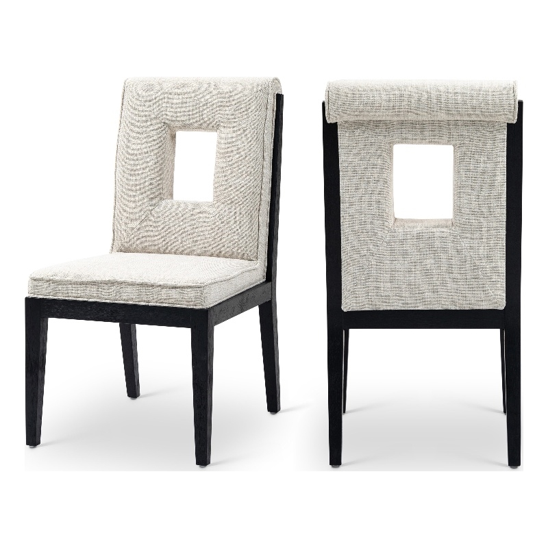 Meridian Furniture Gwendolyn Cream Linen Textured Dining Side Chair (Set of 2)